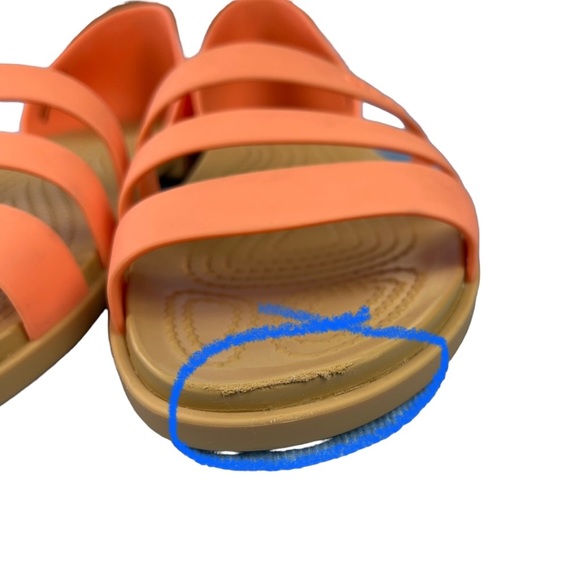 Crocs Tulum Open Toe Flats Womens Coral Strappy Sandals Size 8 - Picture 13 of 13